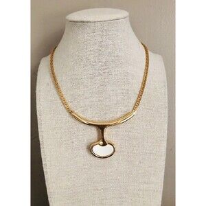 Vintage ~Unmarked Gold Tone  Necklace w Modern Pendant